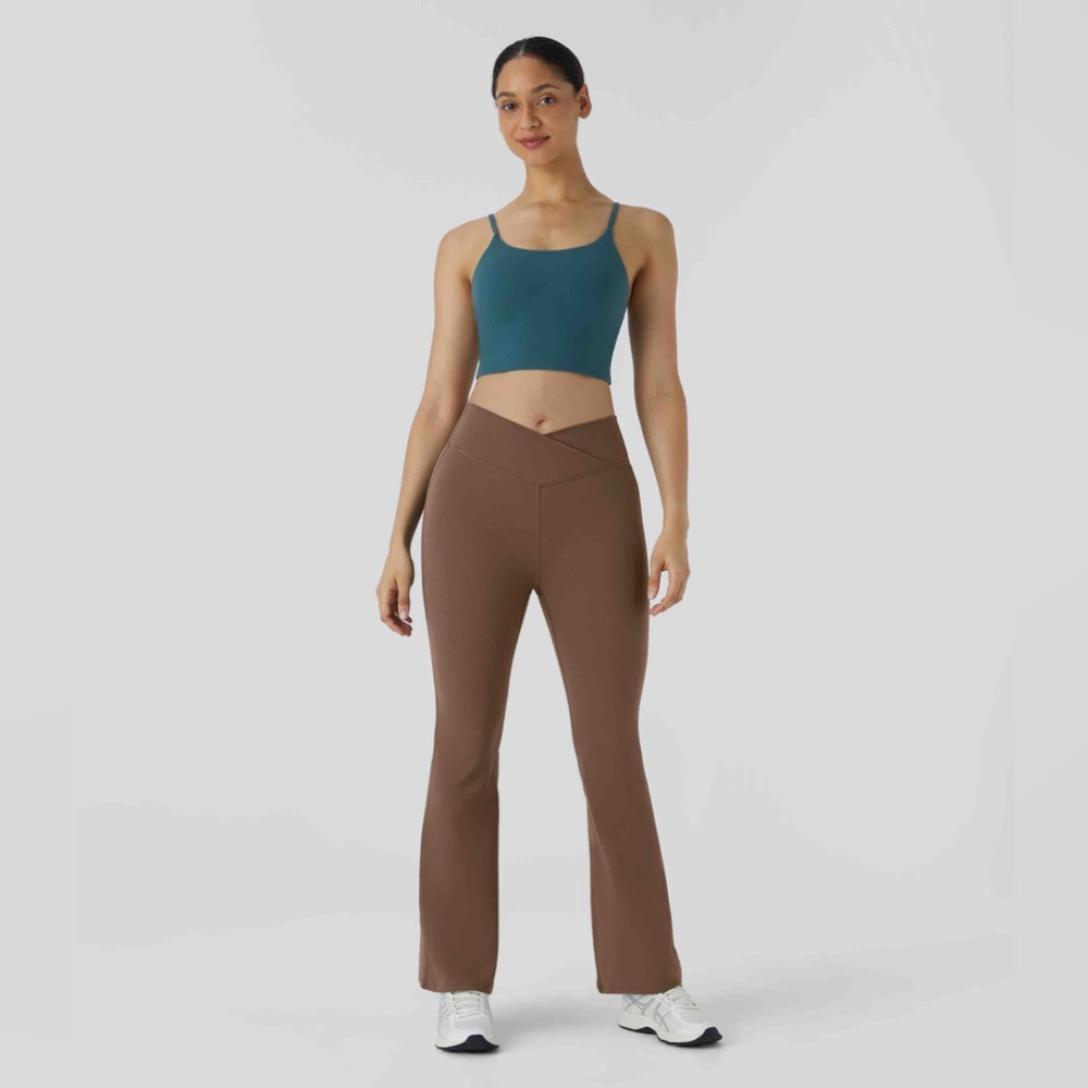 ✨ Halara High Waisted Crossover Flare Yoga Leggings – Size XL, Tall (Bison)